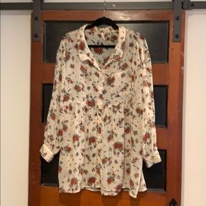 Free People floral blouse top - size medium
